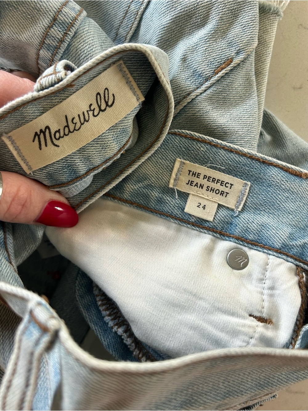 Madewell The Perfect Jean Short High Rise Light Wash with Floral Embroidery - Picture 11 of 11